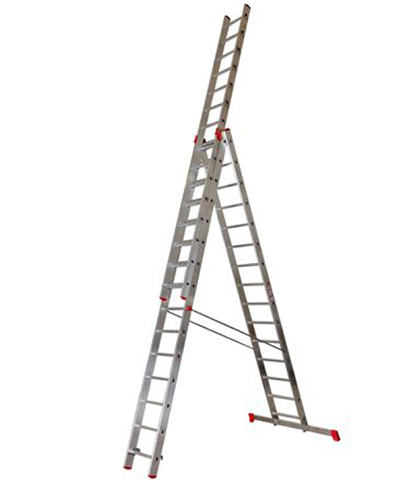 фото Лестница алюминиевая трансформер трехсекционная 15 ступеней новая высота профессиональная