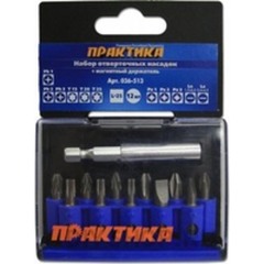 Набор бит Практика ПРОФИ 12шт РН 3шт РZ 3шт Torx 3шт LS 2шт х 25мм,держатель, кассета, Арт.036-513