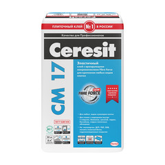 Клей для плитки и керамогранита Ceresit CM 17 FibreForce эластичный серый (класс С2TE S1) 25 кг