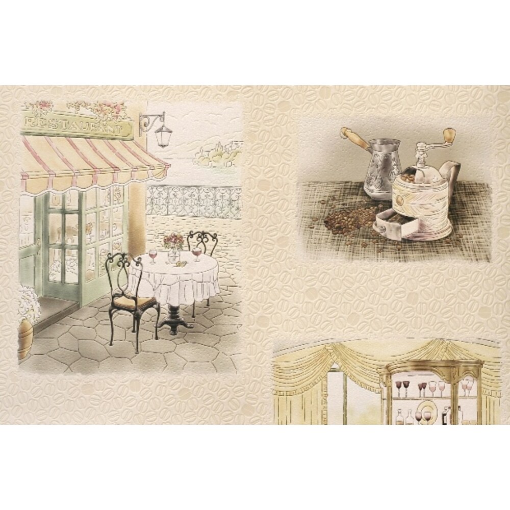 текстура кухни. моющиеся обои для кухни из прошлого века. Elysium марсель. обои с мелким рисунком для кухни. 900303 elysium /0,53*10м/скоп/корфу.