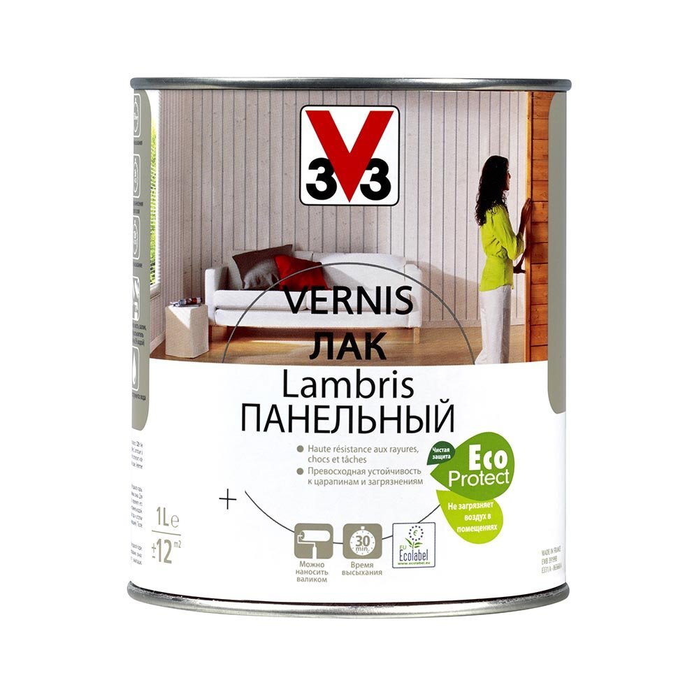 Лак водоразбавляемый панельный V33 Lasure Lambris светлый дуб матовый 1 ...