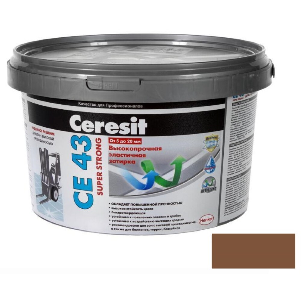 Затирка цементная Ceresit CE 43 Super strong темно-коричневая 2 кг ...