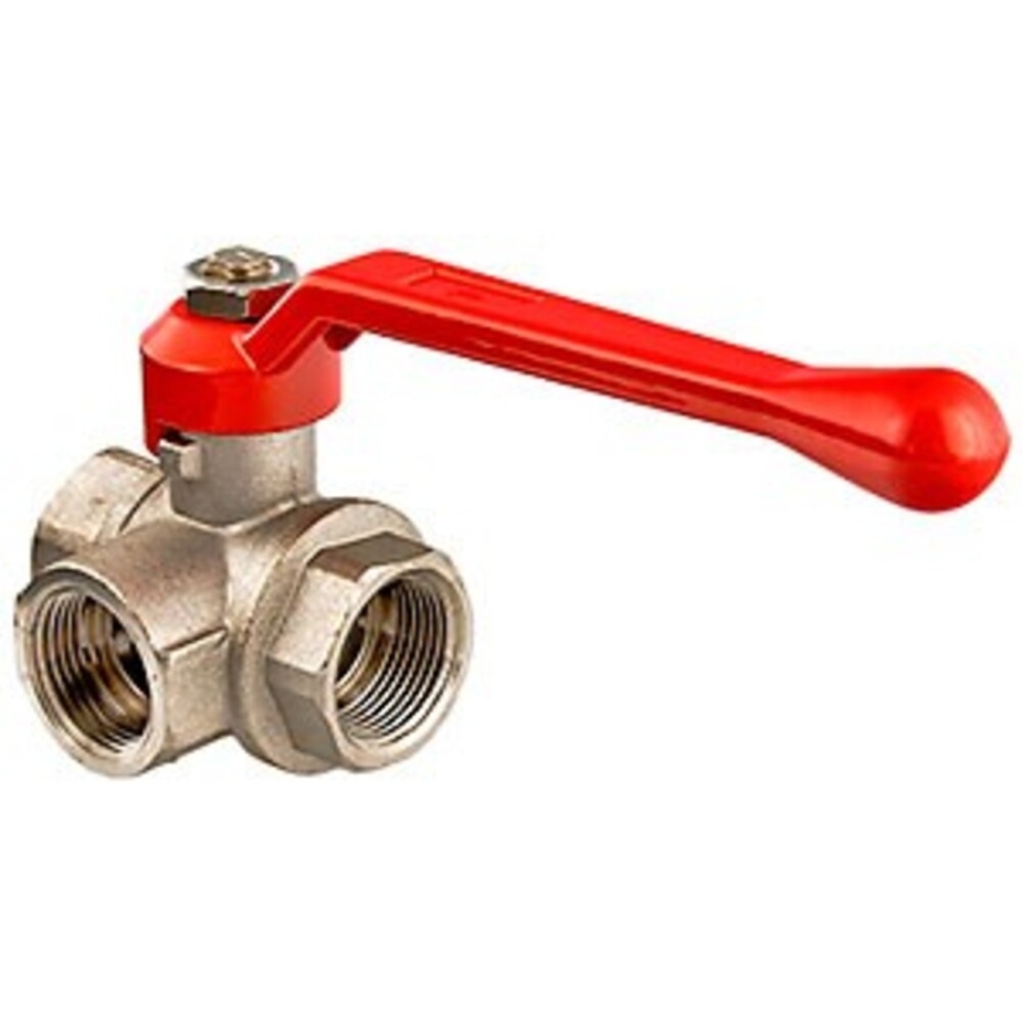 Кран шаровой латунный VT.361 Т-образный Valtec 3/4 ВР(г) х 3/4 ВР(г) х ...