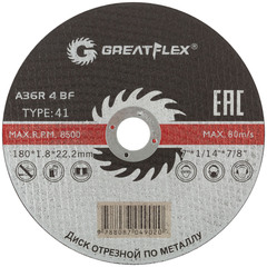 Круг отрезной Greatflex 180 х1,8 х 22,2 , по металлу , Арт. 50-41-008