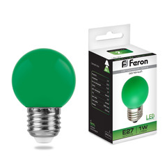 Лампа светодиодная 1 Вт E27 шар зеленая 230 В Feron