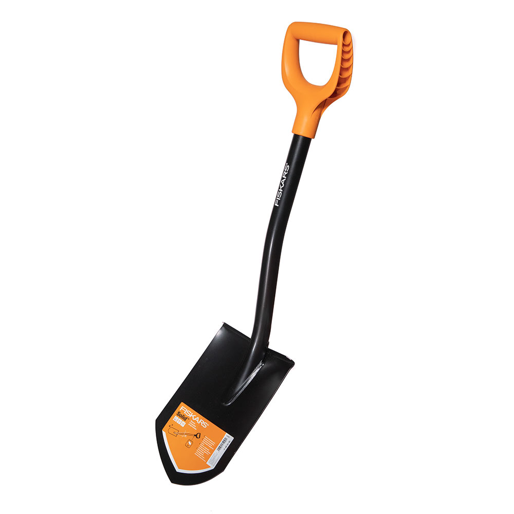 фото Лопата штыковая fiskars solid (1026667) стальная укороченная садовая с металлическим черенком 680 мм