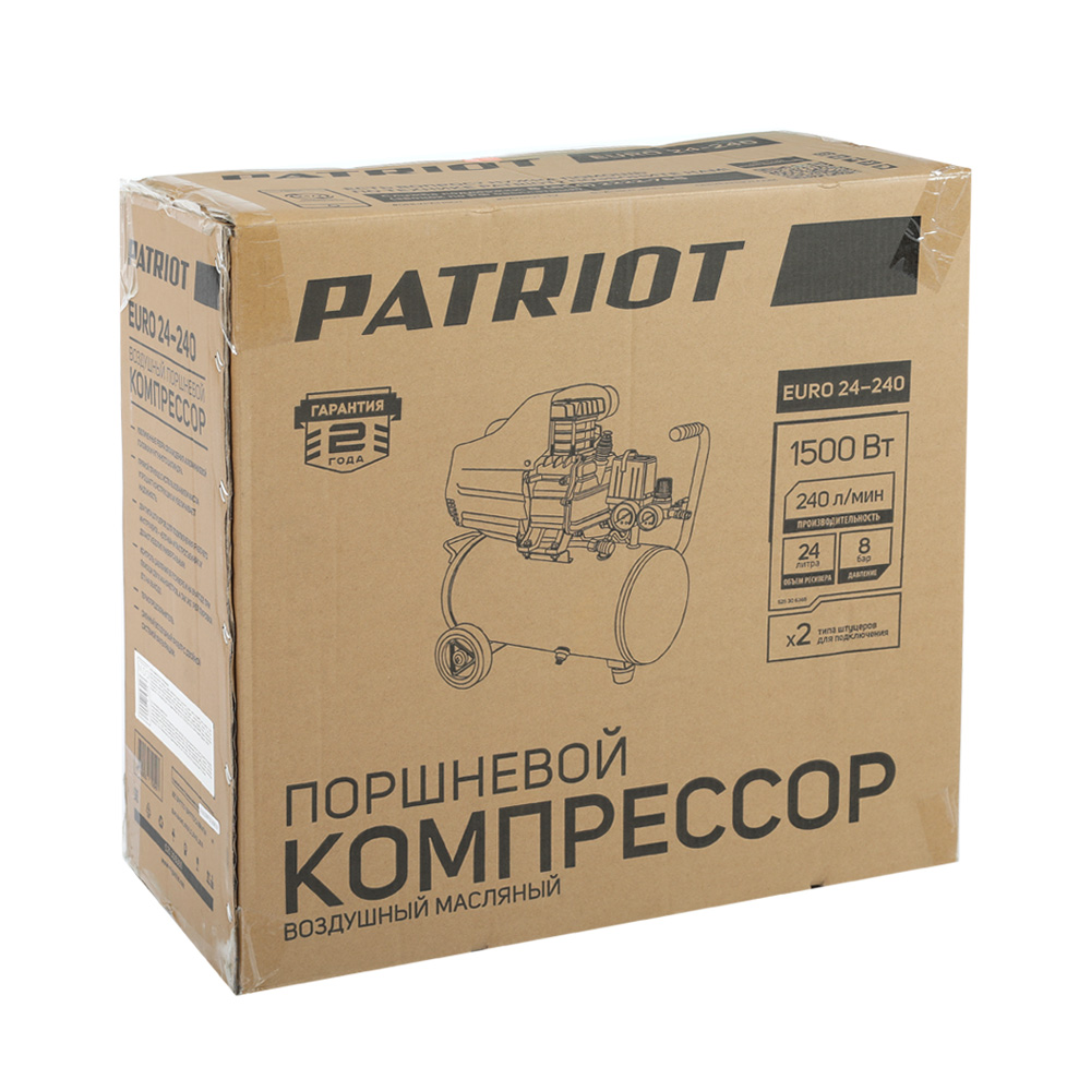 фото Компрессор масляный patriot (525306365) euro 24-240 24 л 1,5 квт