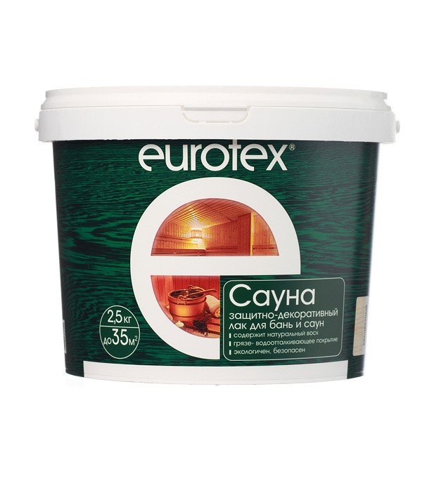 Лак Eurotex Сауна для бань и саун акриловый бесцветный 2,5 кг лак антисептик profiwood для бань и саун акриловый бесцветный 2 5 кг