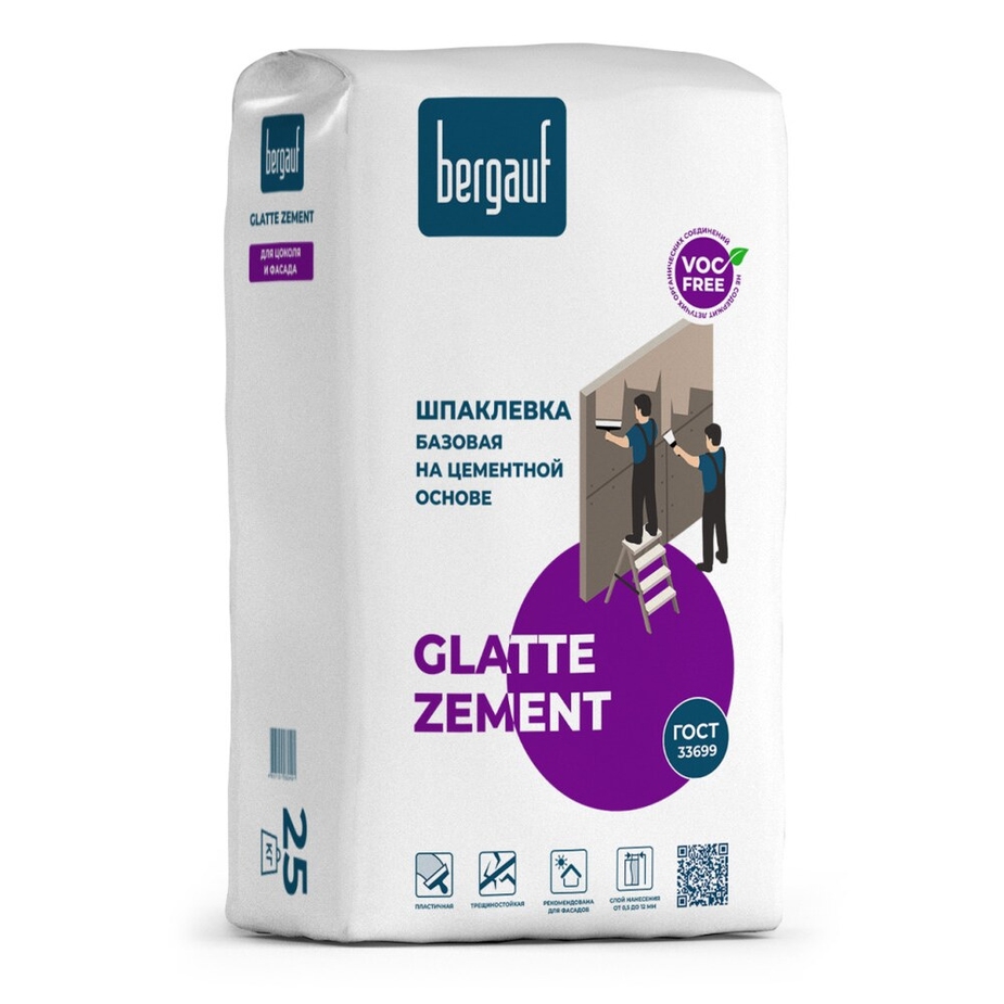 Шпатлевка цементная Bergauf Glatte Zement серая 25 кг — купить в ...