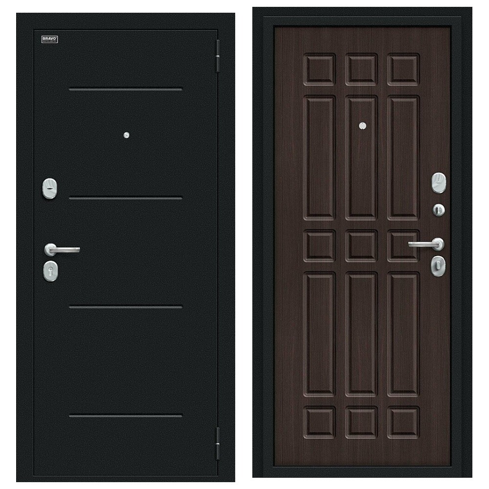 Дверь входная Bravo Мило правая букле черная-венге вералинга 960х2050 ...