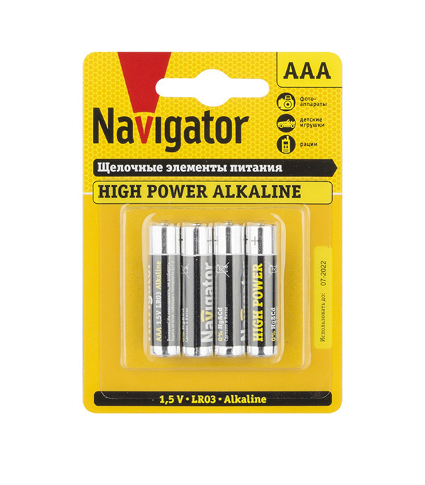 Батарейка Navigator AAA мизинчиковая LR03 1,5 В (4 шт.) батарейка super aaa мизинчиковая lr03 1 5 в 4 шт