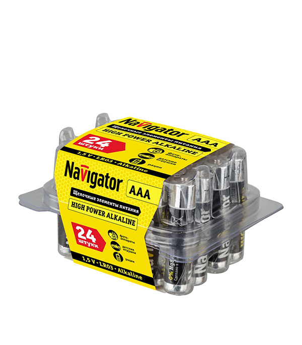 Батарейка Navigator AAA мизинчиковая LR03 1,5 В (24 шт.) батарейка aaa мизинчиковая lr03 1 5 в 4 шт