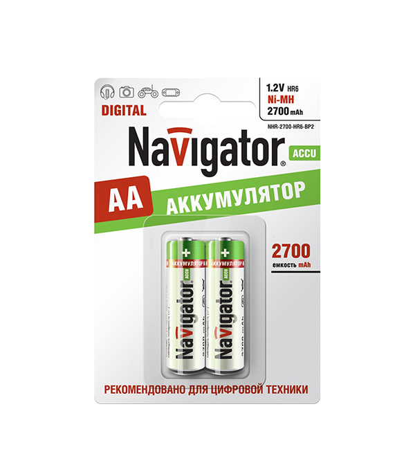 Аккумулятор Navigator АА пальчиковый LR6 1,2 В 2700 мАч (2 шт.)