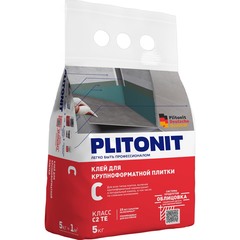 Клей для плитки и керамогранита Plitonit С серый (класс С2) 5 кг