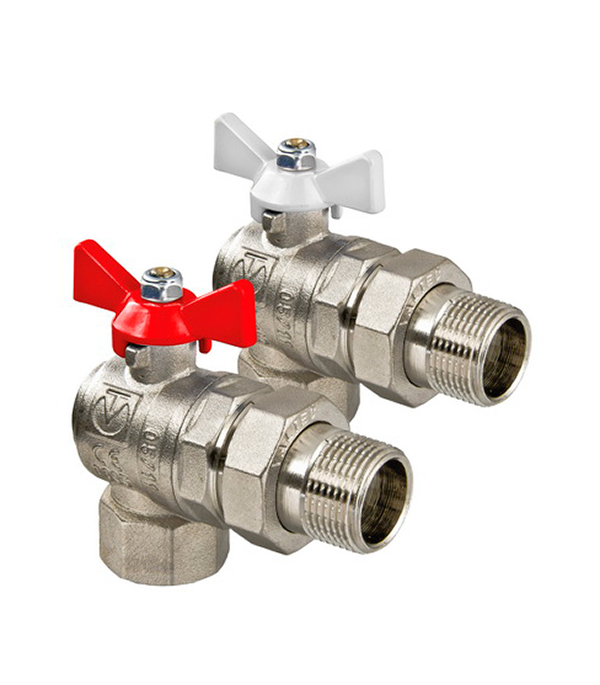 Кран шаровый 3/4" в/н угловой с полусгоном бабочка белый Valtec Base ...