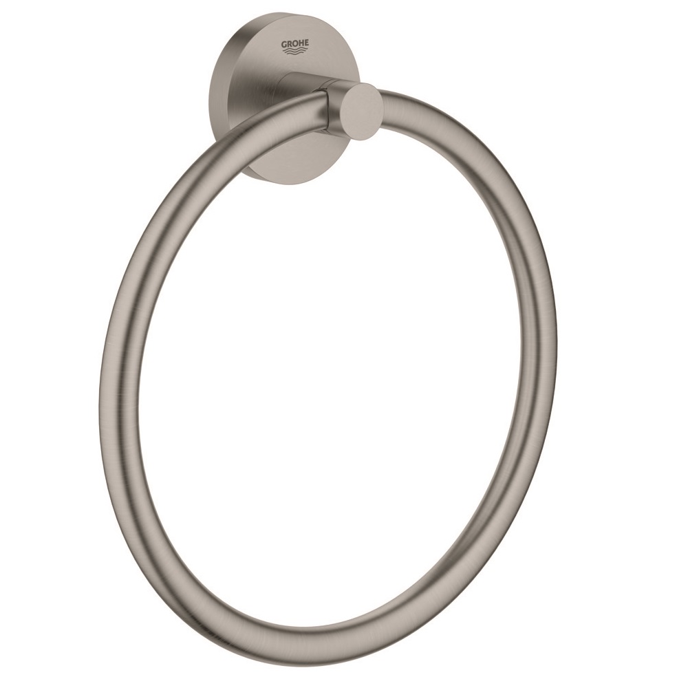 Полотенцедержатель кольцо Grohe Essentials d180 мм на шуруп сталь сатин (40365DC1) полотенцедержатель кольцо grohe essentials d180 мм на шуруп сталь хром 40365001