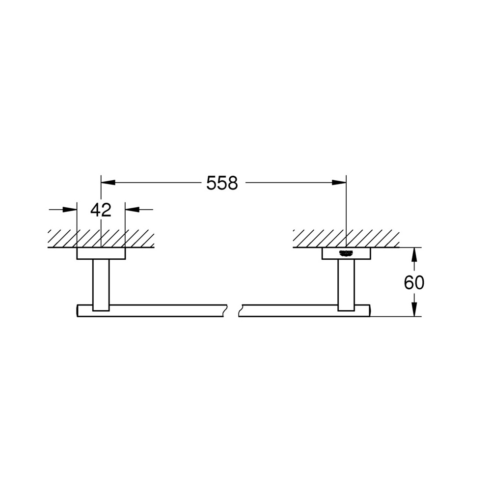 фото Полотенцедержатель grohe essentials cube 40509001 600 мм сталь хром