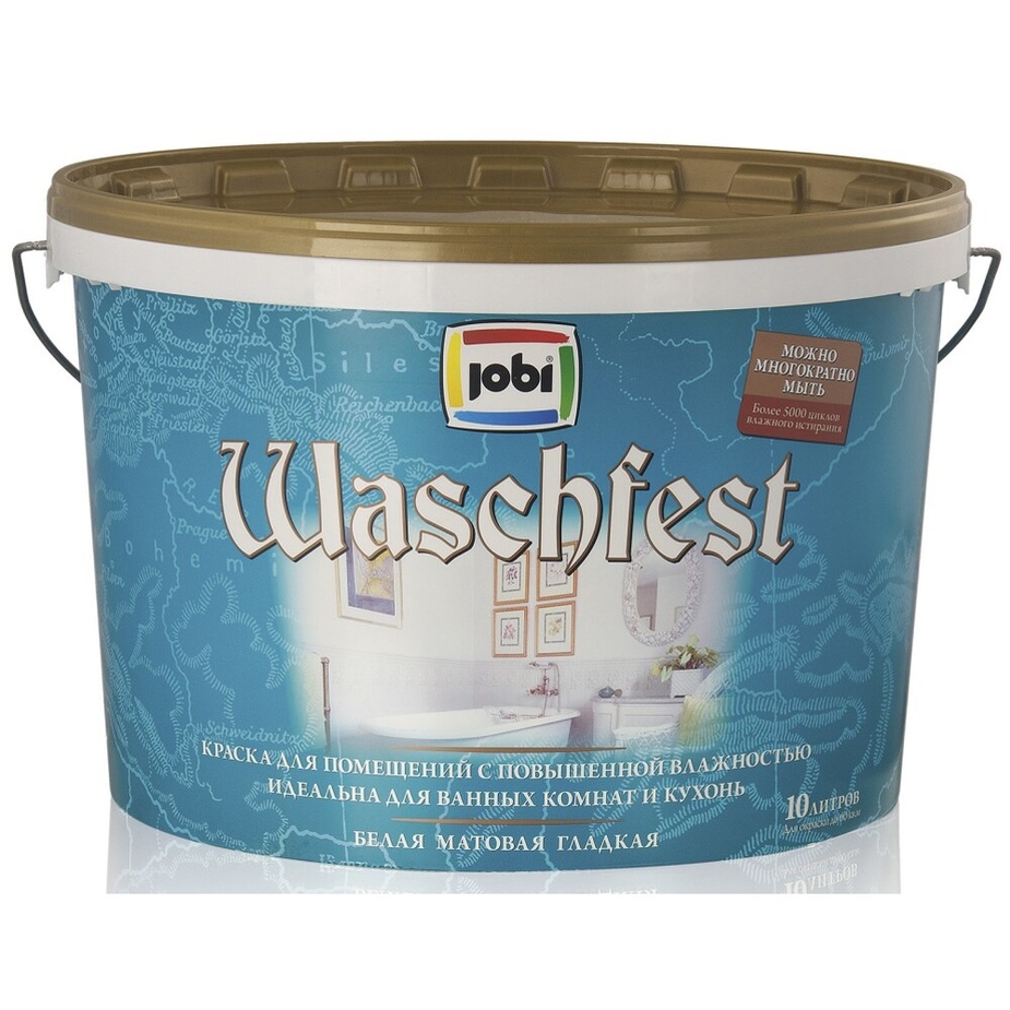Краска акриловая Jobi Waschfest моющаяся основа С 9 л —  в .