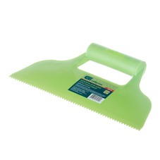 Шпатель для клея зубчатый Сибртех 128 мм R пластиковый зеленый с пластиковой ручкой