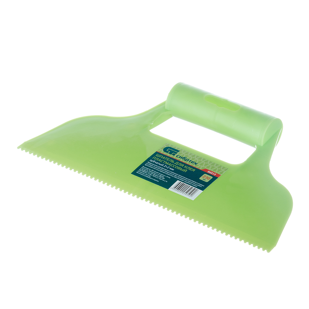 фото Шпатель для клея зубчатый сибртех 128 мм r пластиковый зеленый с пластиковой ручкой