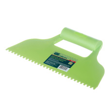 Шпатель для клея зубчатый Сибртех 128 мм С1 пластиковый зеленый с пластиковой ручкой
