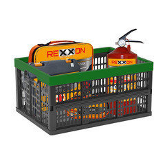 Ящик-органайзер для сбора урожая Rexxon 38 л пластиковый складной черный