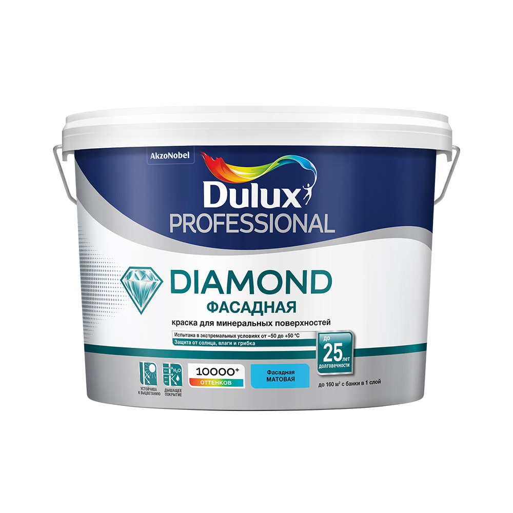 фото Краска водно-дисперсионная фасадная dulux professional diamond основа bc 9 л