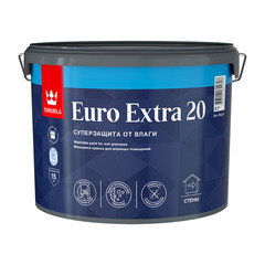Краска водно-дисперсионная Tikkurila Euro Extra 20 моющаяся белая основа А 9 л
