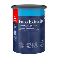 Краска водно-дисперсионная Tikkurila Euro Extra 20 моющаяся прозрачная основа C 0,9 л