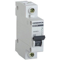 Автоматический выключатель Generica ВА47-29 (MVA25-1-063-C) 1Р 63 А 4,5 кА тип С 230В на DIN-рейку