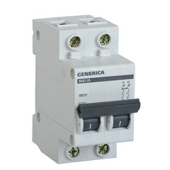Автоматический выключатель Generica ВА47-29 (MVA25-2-010-C) 2Р 10 А 4,5 кА тип С 400В на DIN-рейку