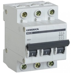 Автоматический выключатель Generica ВА47-29 (MVA25-3-010-C) 3Р 10 А 4,5 кА тип С 400В на DIN-рейку