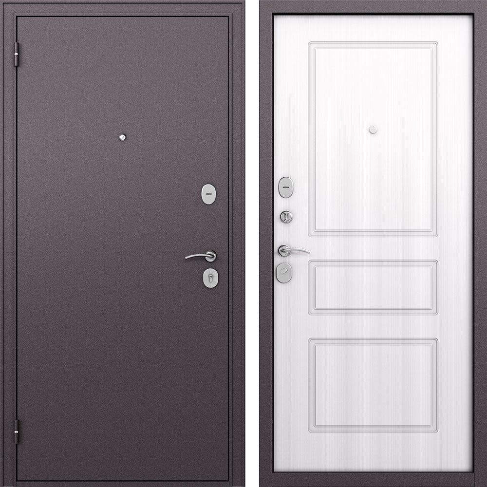 Дверь входная Mastino Вега левая букле шоколад - ларче белый 860х2050 мм