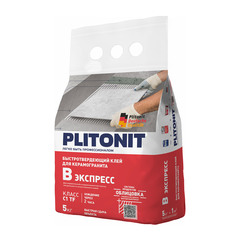 Клей для плитки и керамогранита Plitonit В экспресс Вб серый (класс С1) 5 кг