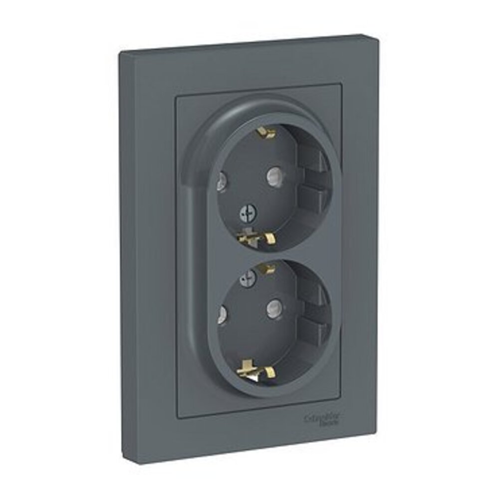 Розетка с рамкой Schneider Electric Atlas Design ATN000724 двойная ...