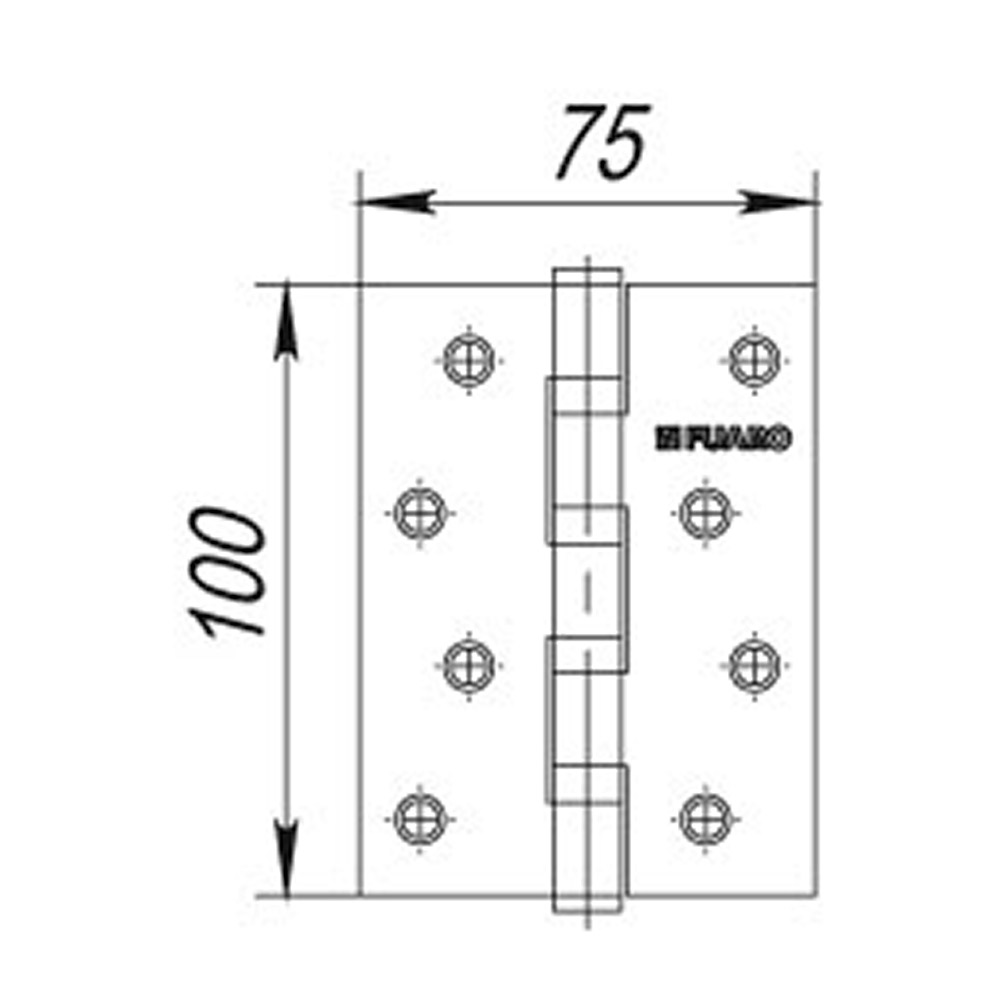 фото Петля дверная универсальная fuaro 4bb/bl (графит) 100х75х2,5 мм