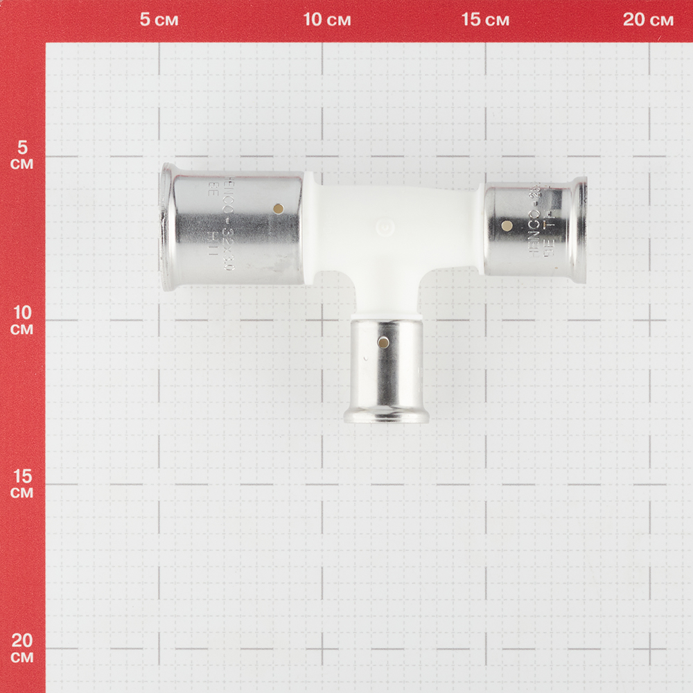 фото Тройник henco (11pkw-322026) 32(пресс) х 20(пресс) х 26(пресс) белый pvdf