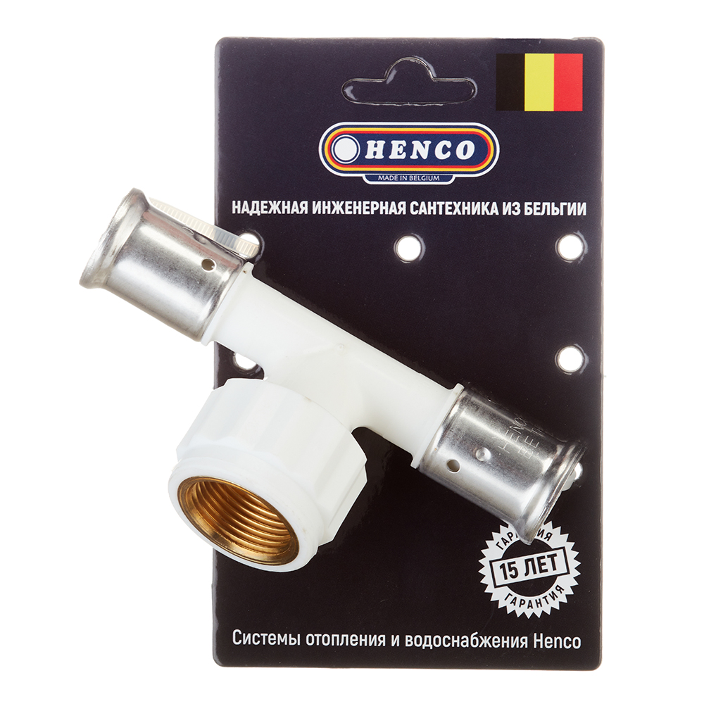 фото Тройник henco (13pkw-200520) 20(пресс) х 3/4 вр(г) х 20(пресс) белый pvdf