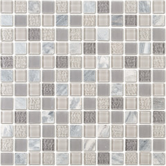 Мозаика Lavelly Elements Light Grey Mix светло-серый микс из стекла и камня 298х298х4 мм