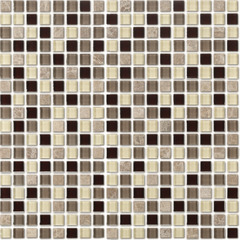 Мозаика Lavelly Elements Vanilla Brown Mix ванильно-коричневый микс из стекла и камня 305х305х4 мм