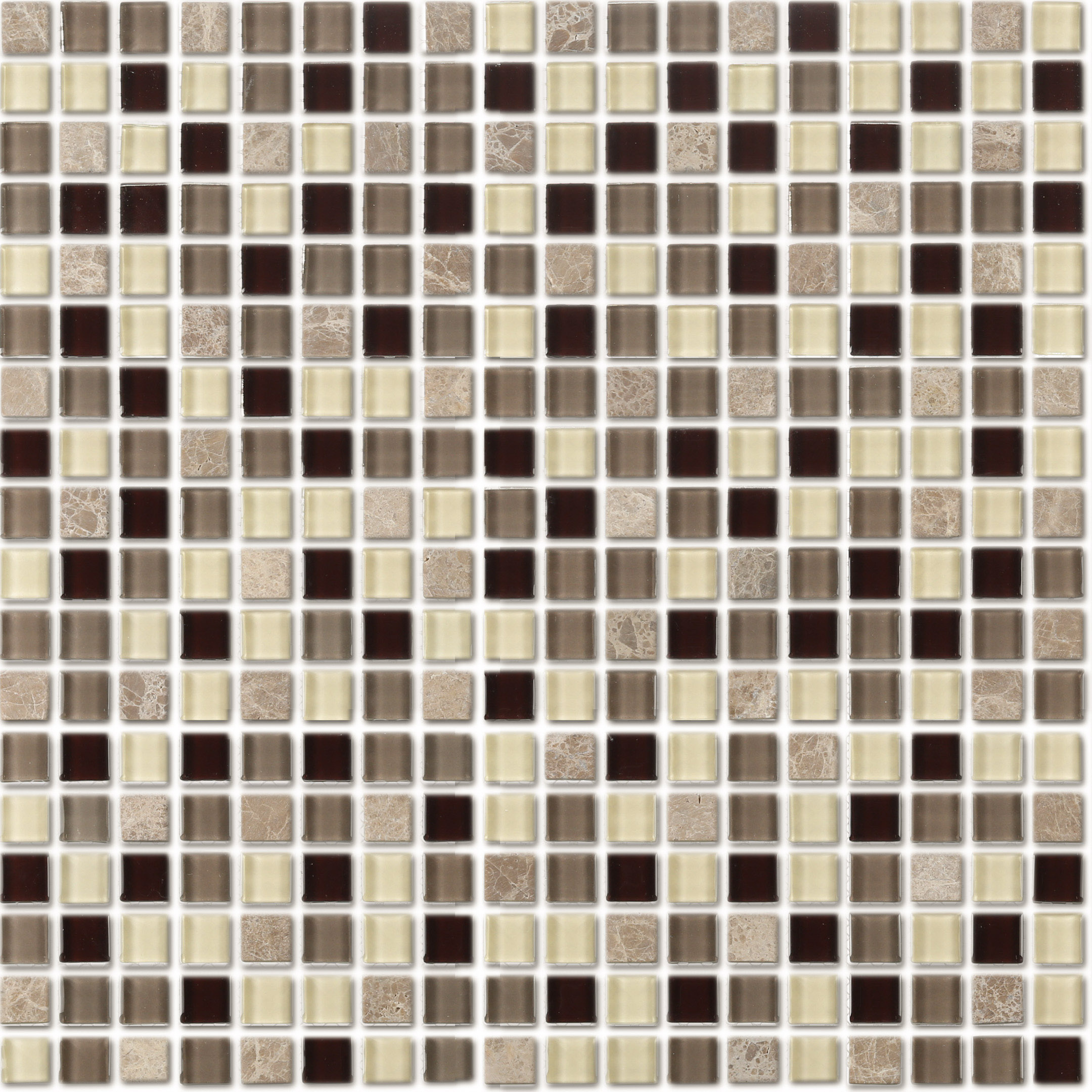 Мозаика Lavelly Elements Vanilla Brown Mix ванильно-коричневый микс из стекла и камня 305х305х8 мм