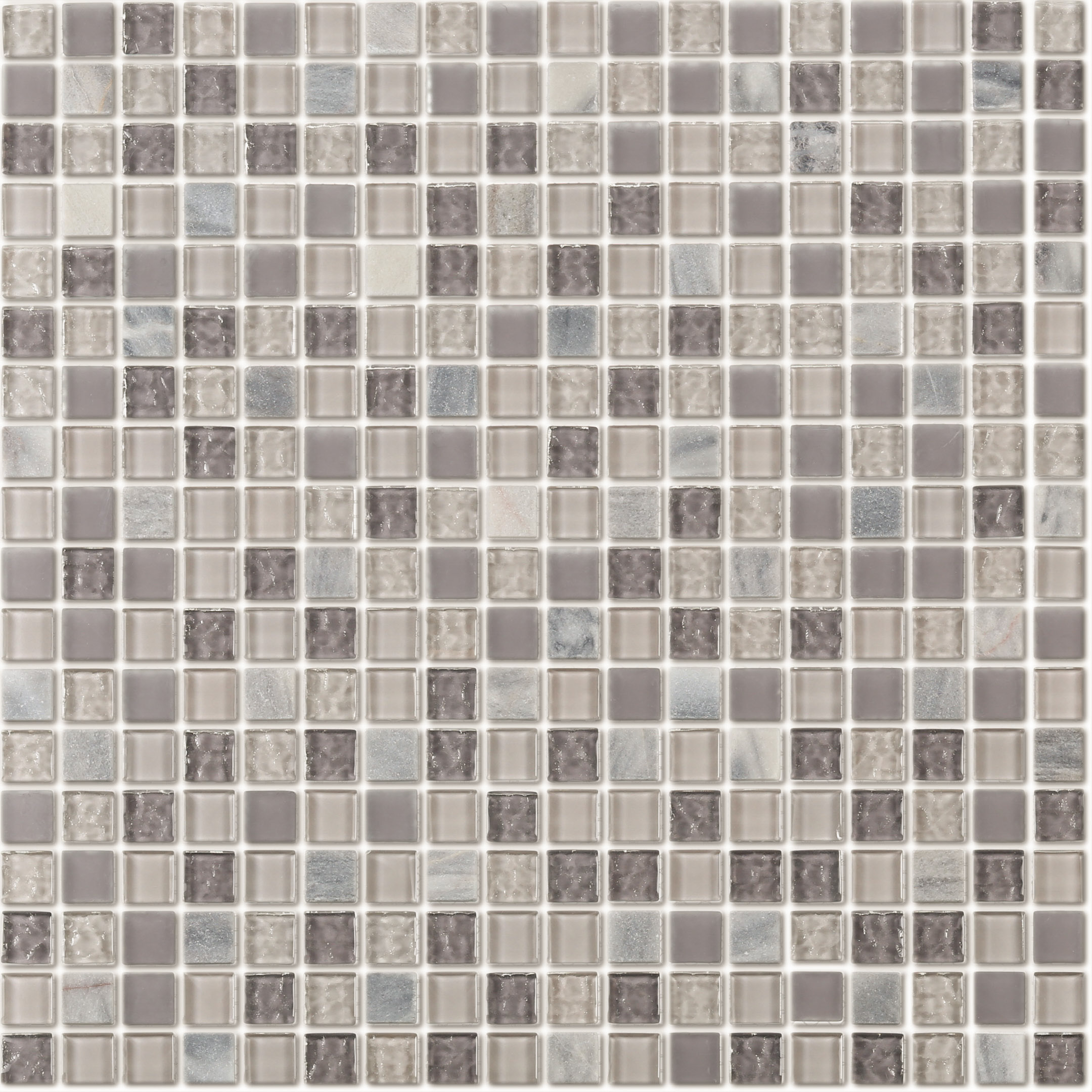 Мозаика Lavelly Elements Light Grey Mix серый микс из стекла и камня 305х305х8 мм