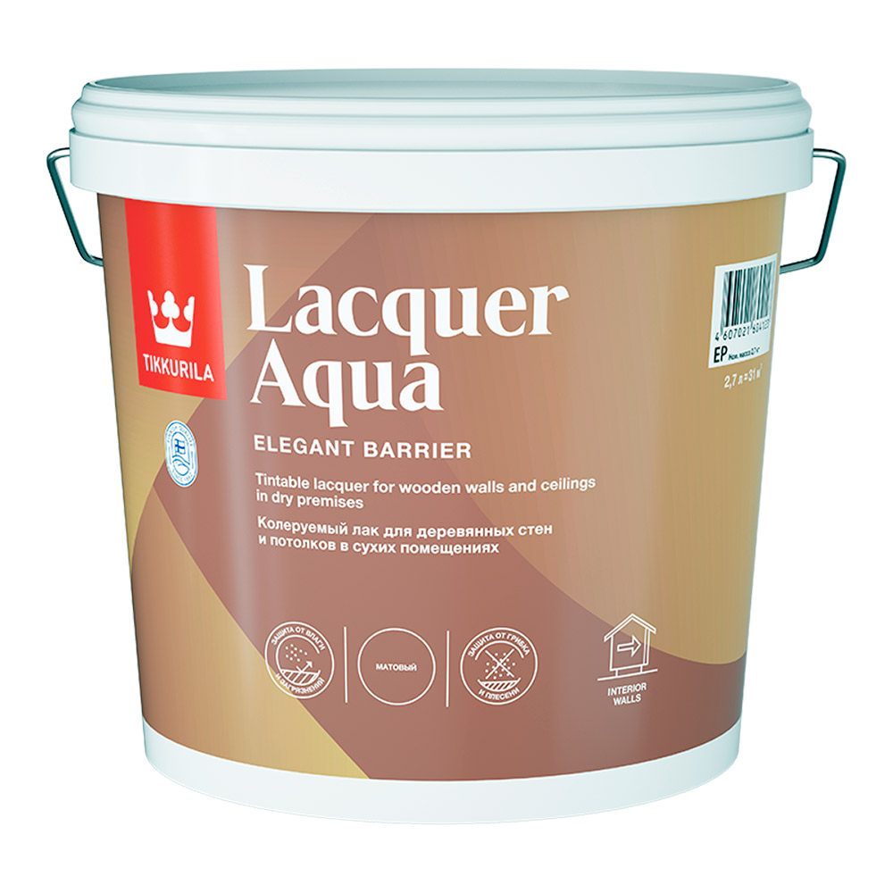 Лак акриловый Tikkurila Lacquer Aqua основа EP бесцветный 2,7 л матовый лак tikkurila lacquer aqua бесцветный матовая 2 7 кг 2 7 л