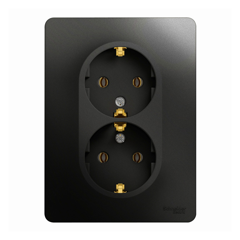 

Розетка с рамкой Schneider Electric Glossa GSL000724 двойная скрытая установка антрацит с заземлением IP20