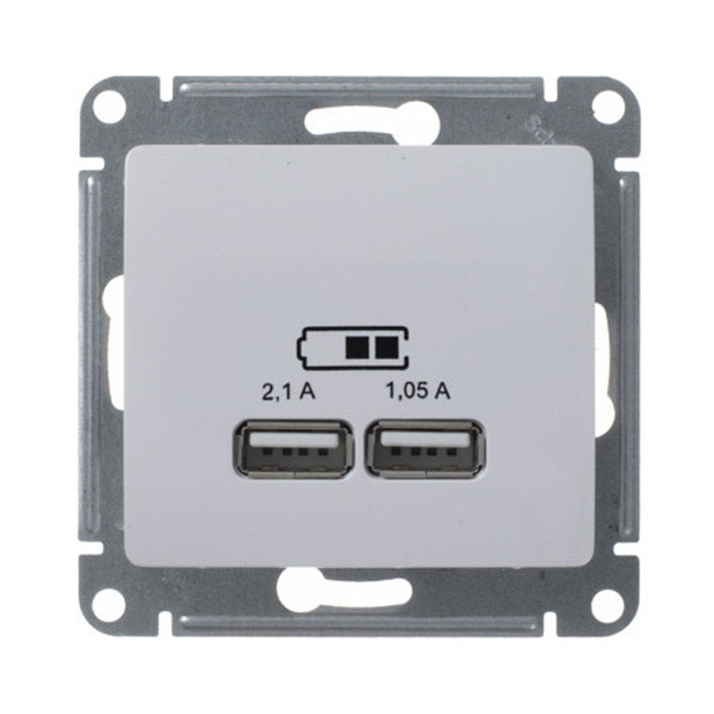 фото Розетка usb schneider electric glossa gsl000133 скрытая установка белая ip20 два модуля usb