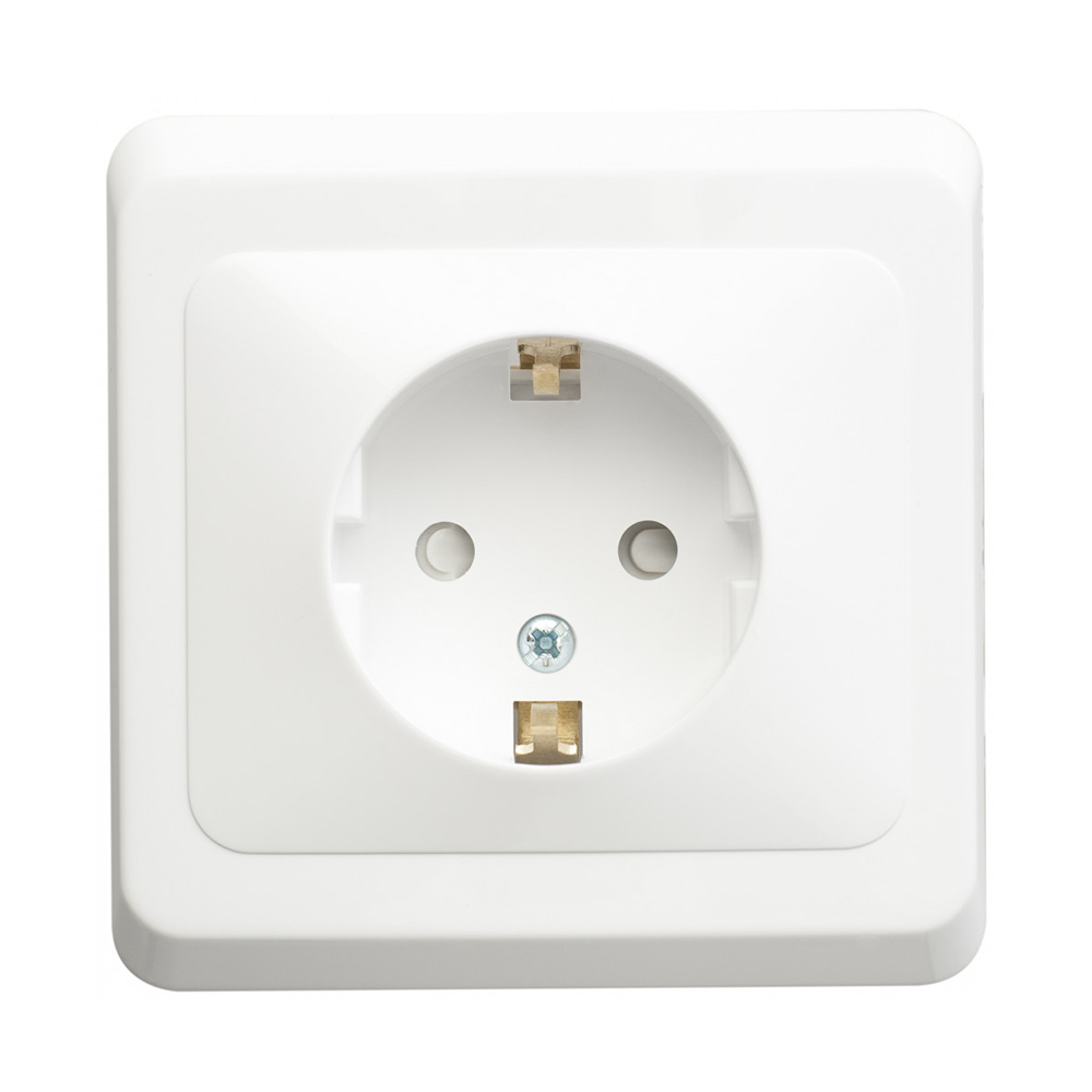 

Розетка с рамкой Schneider Electric Этюд PC16-004B скрытая установка белая с заземлением IP20 со шторками, Белый