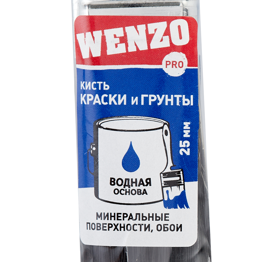 фото Кисть плоская смешанная щетина wenzo pro 25х10 мм для красок на водной основе