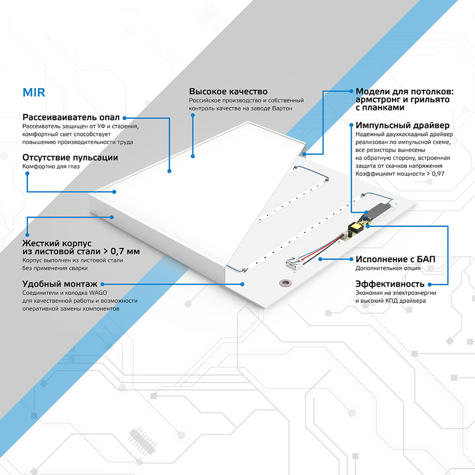 Монтаж светильника типа армстронг