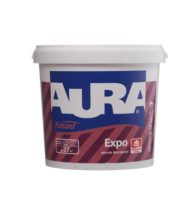 Краска фасадная Aura Fasad Expo акриловая база TR бесцветная 2,7 л краска фасадная в д aura expo 2 7л арт 4607003910839