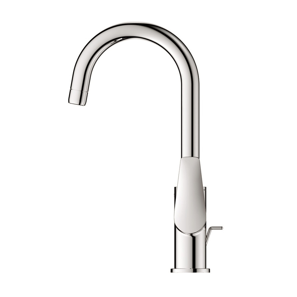 фото Смеситель для раковины с высоким изливом grohe start edge 23776001 однорычажный с донным клапаном хром